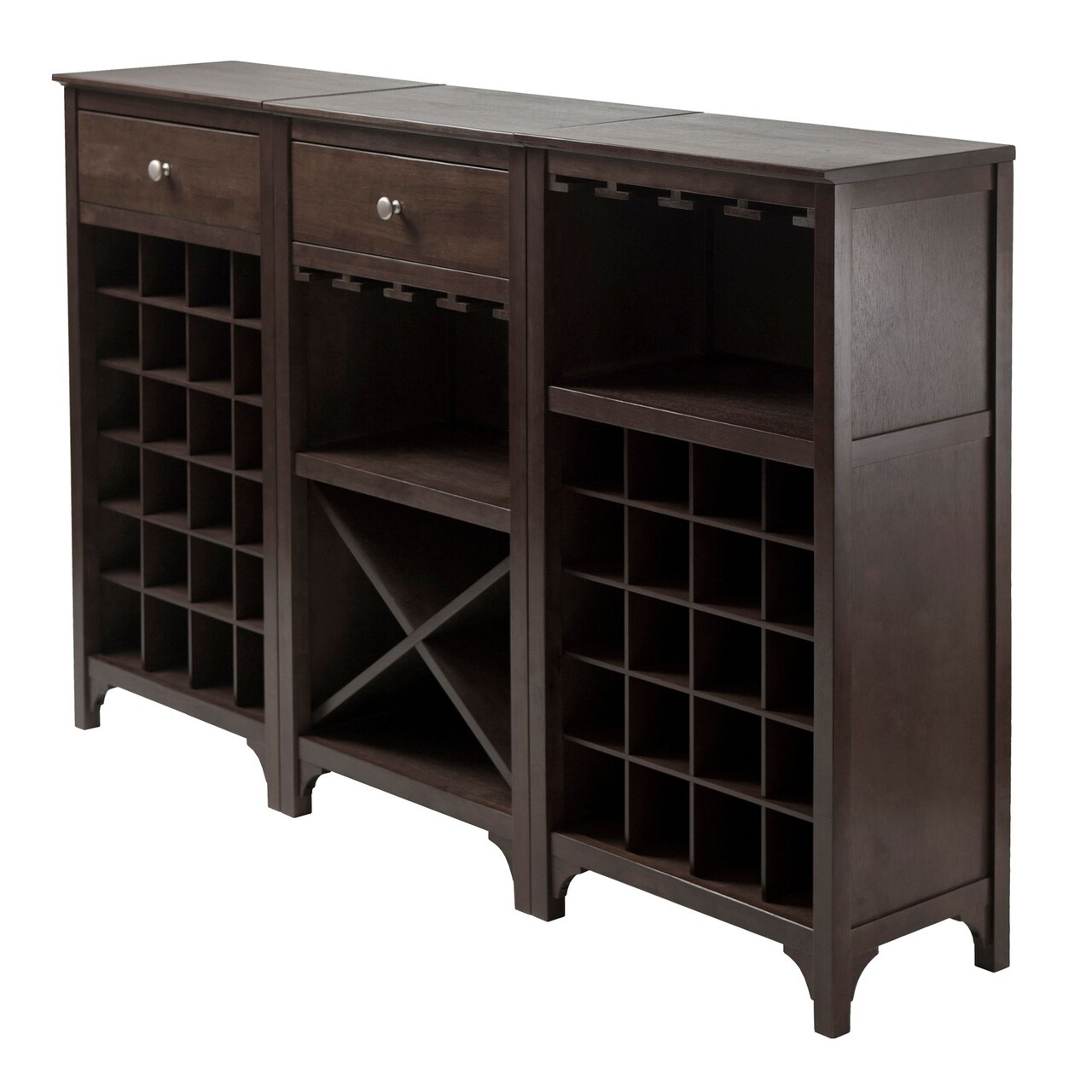 Contemporary Home Living Ancona 3-Pc Modular Wine Cabinet Set